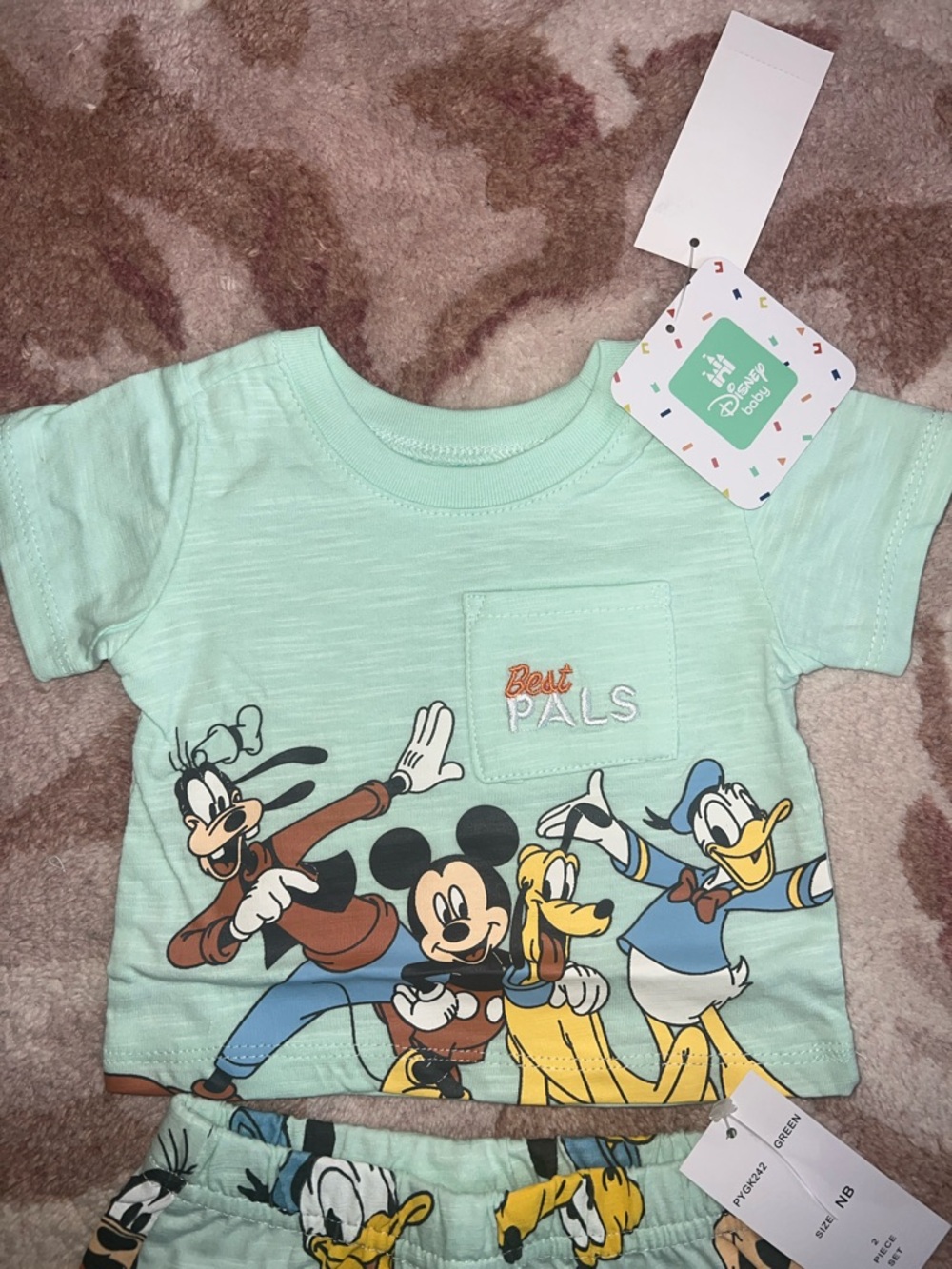 NEW Disney Mint Green "Best Pals" Character Short Matching Set - Picture 2 of 11